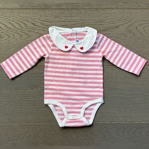 Jacadi Pink and White Striped Bodysuit